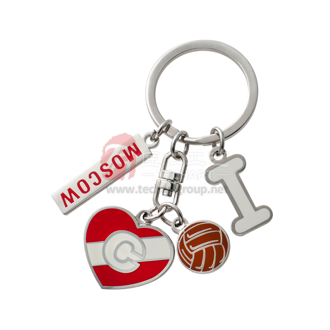 Volleyball Metal Key Chain with Charms.jpg