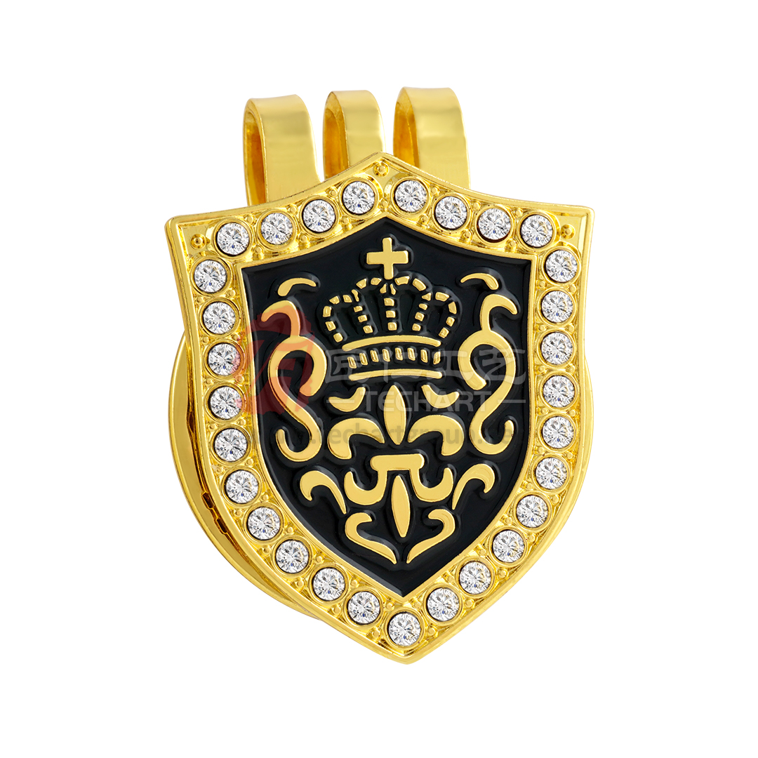 Golden Rhinestone Golf Hat Clip.jpg